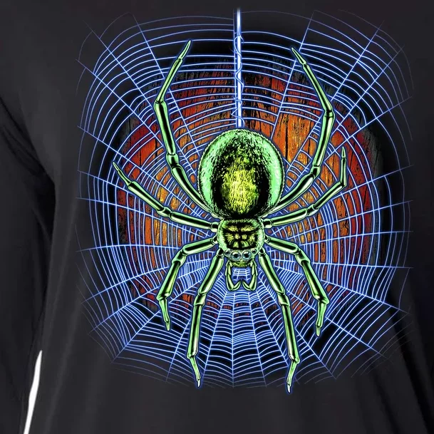 Halloween Spiderweb Creepy Spider Cooling Performance Long Sleeve Crew