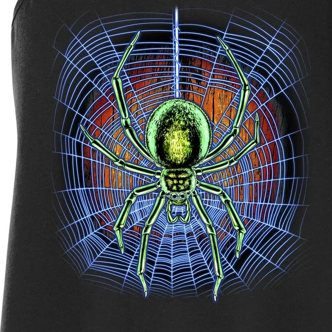 Halloween Spiderweb Creepy Spider Women's Racerback Tank