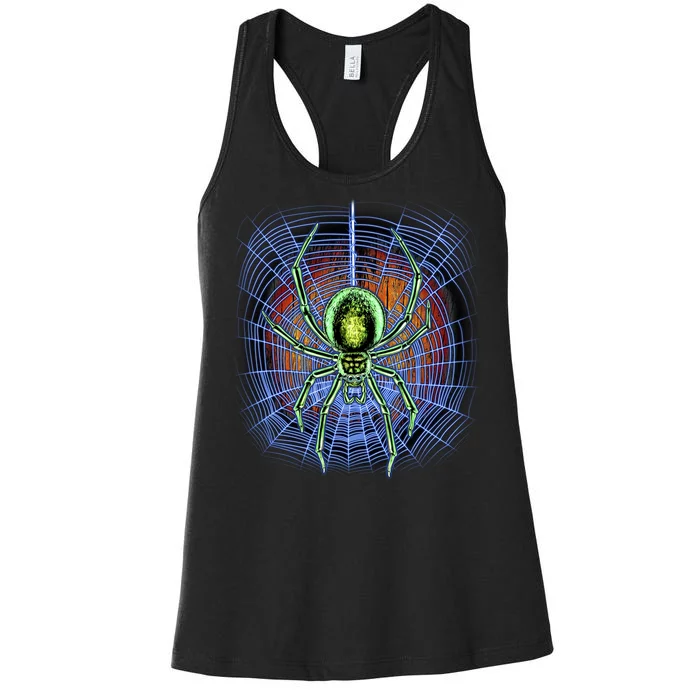 Halloween Spiderweb Creepy Spider Women's Racerback Tank