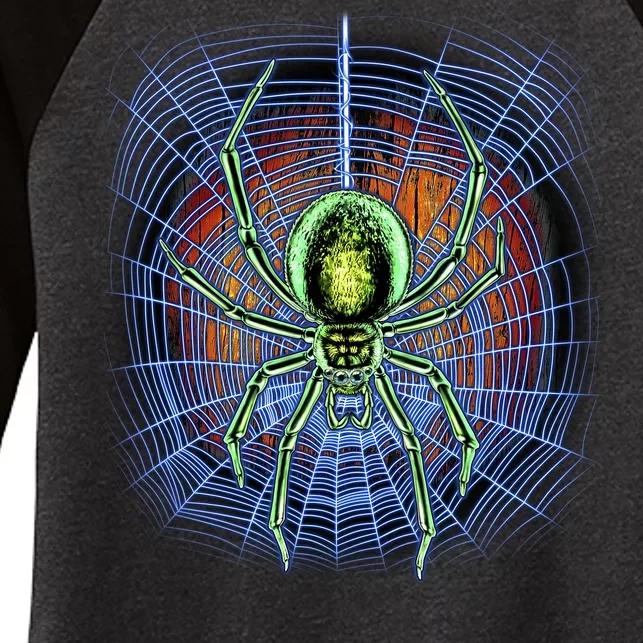 Halloween Spiderweb Creepy Spider Women's Tri-Blend 3/4-Sleeve Raglan Shirt