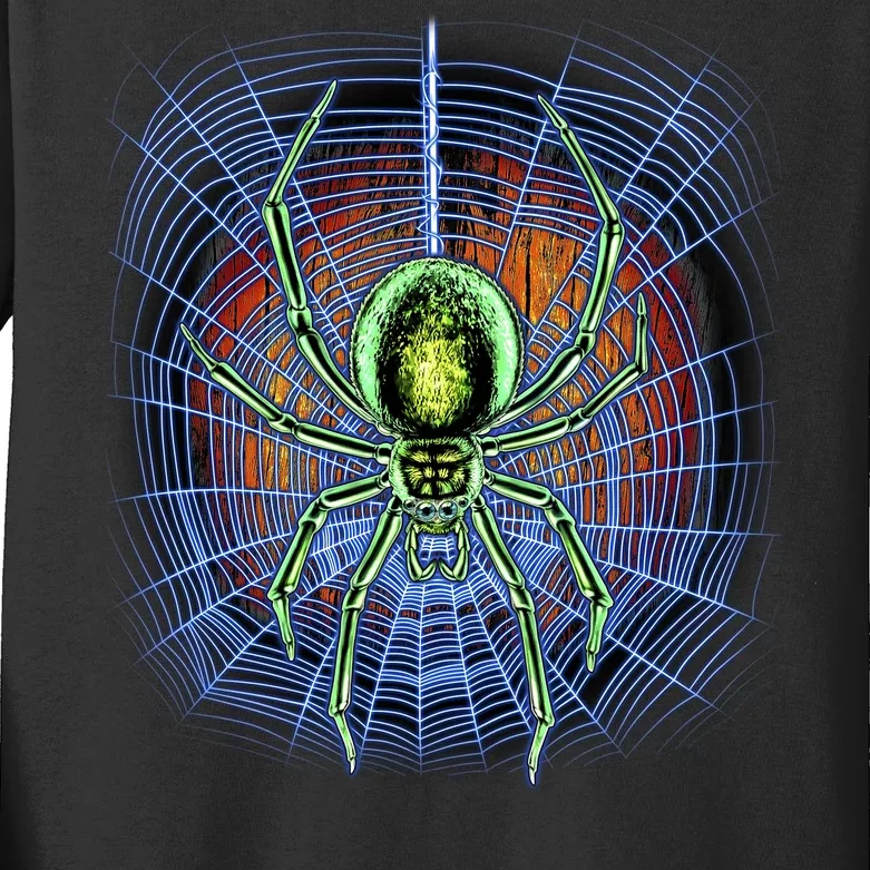 Halloween Spiderweb Creepy Spider Kids Long Sleeve Shirt