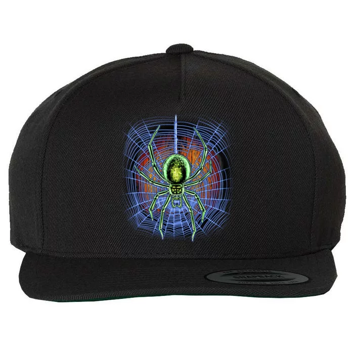 Halloween Spiderweb Creepy Spider Wool Snapback Cap