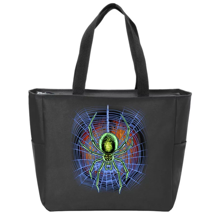 Halloween Spiderweb Creepy Spider Zip Tote Bag