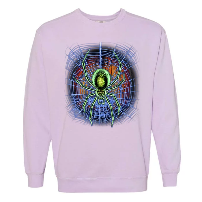 Halloween Spiderweb Creepy Spider Garment-Dyed Sweatshirt