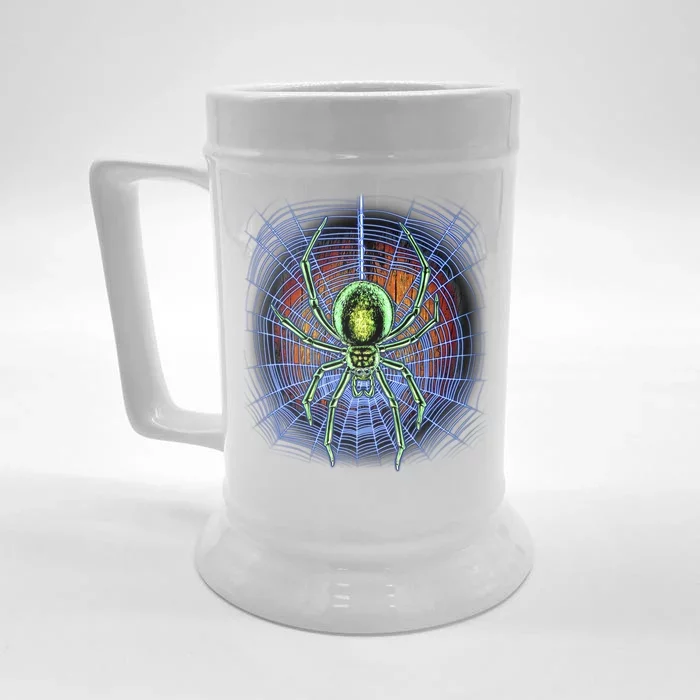 Halloween Spiderweb Creepy Spider Front & Back Beer Stein