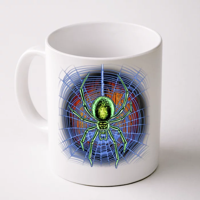 Halloween Spiderweb Creepy Spider Front & Back Coffee Mug