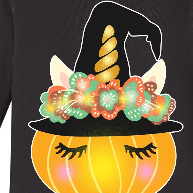 Halloween Uni-Pumpkin Sparkly Cute Baby Long Sleeve Bodysuit