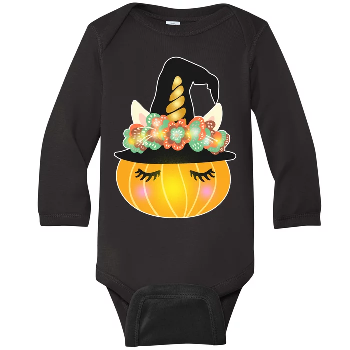 Halloween Uni-Pumpkin Sparkly Cute Baby Long Sleeve Bodysuit