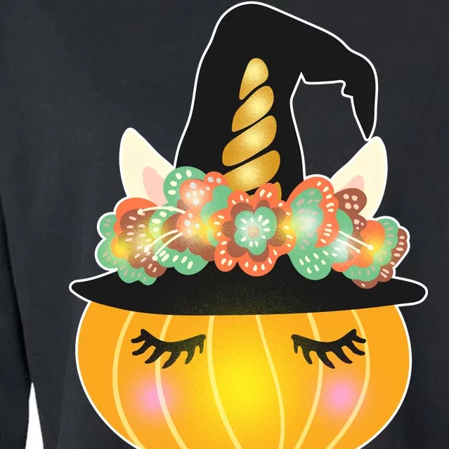 Halloween Uni-Pumpkin Sparkly Cute Cropped Pullover Crew