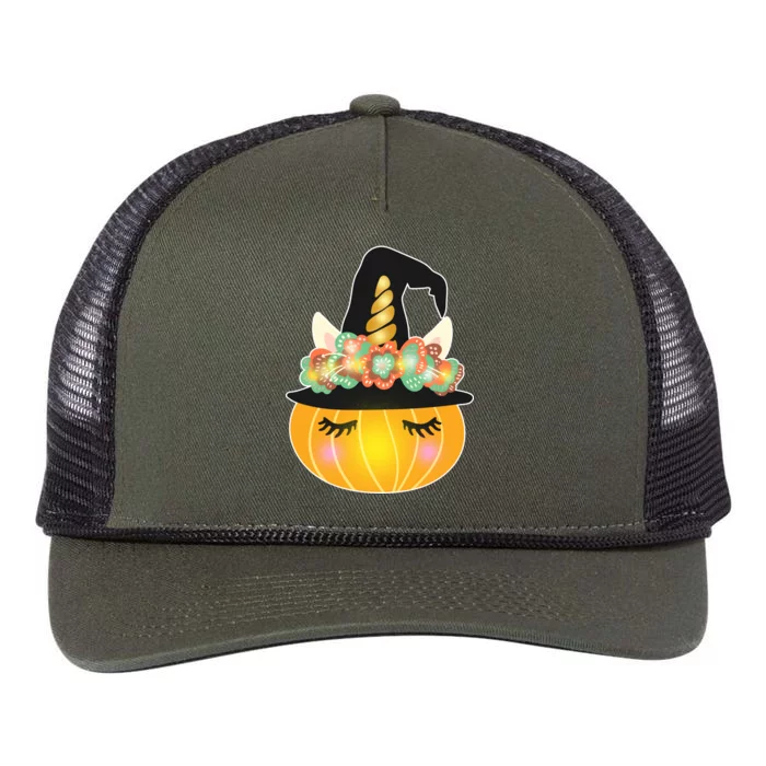 Halloween Uni-Pumpkin Sparkly Cute Retro Rope Trucker Hat Cap