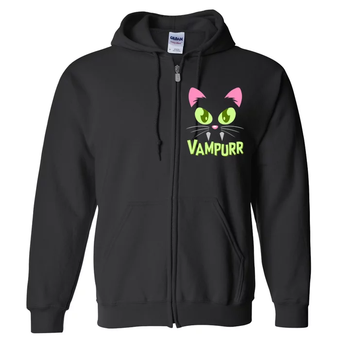 Halloween Vampurr Funny Cat Full Zip Hoodie