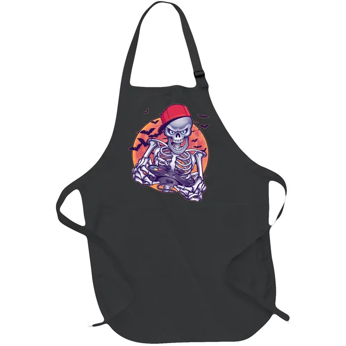 Halloween Video Gamer Skeleton Full-Length Apron With Pocket