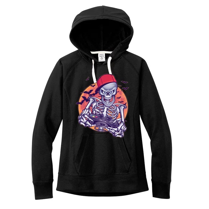 Halloween Video Gamer Skeleton Women's Fleece Hoodie