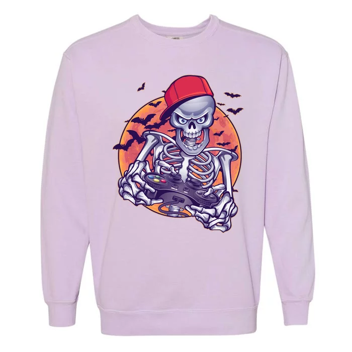 Halloween Video Gamer Skeleton Garment-Dyed Sweatshirt