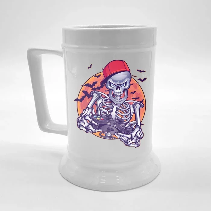 Halloween Video Gamer Skeleton Front & Back Beer Stein