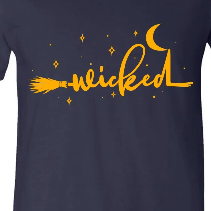 Halloween Wicked Witch Broom V-Neck T-Shirt