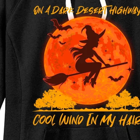 Halloween Witch On A Dark Desert Highway Women's Fleece Hoodie