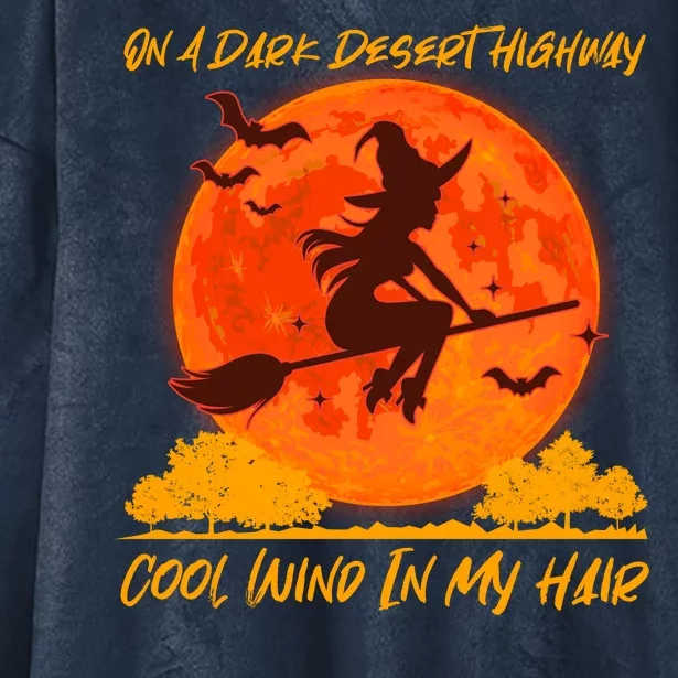 Halloween Witch On A Dark Desert Highway Hooded Wearable Blanket