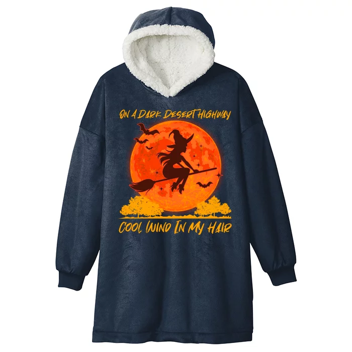 Halloween Witch On A Dark Desert Highway Hooded Wearable Blanket