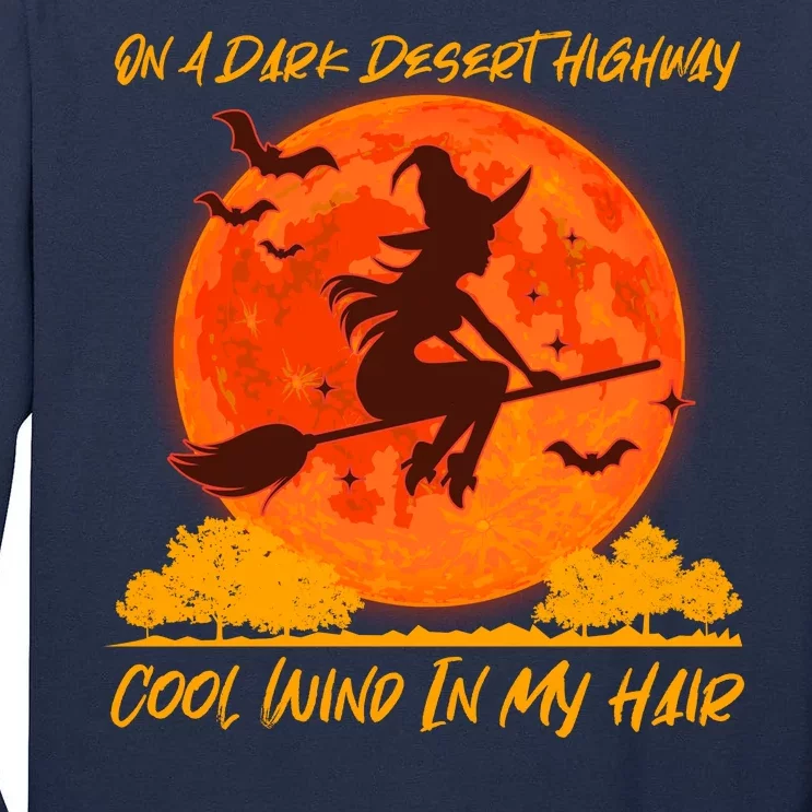 Halloween Witch On A Dark Desert Highway Tall Long Sleeve T-Shirt