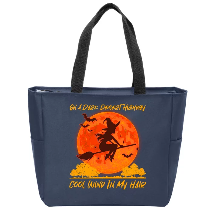 Halloween Witch On A Dark Desert Highway Zip Tote Bag