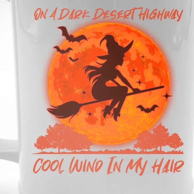 Halloween Witch On A Dark Desert Highway Front & Back Beer Stein