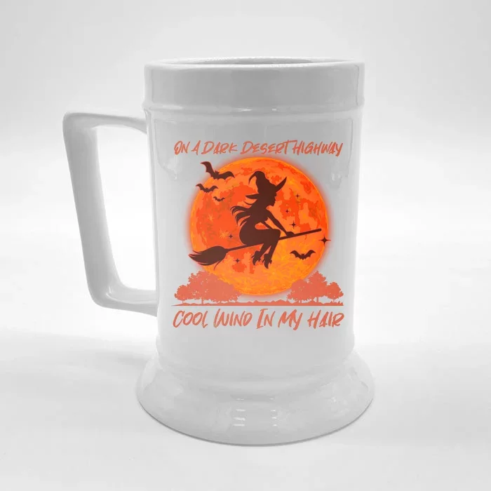 Halloween Witch On A Dark Desert Highway Front & Back Beer Stein