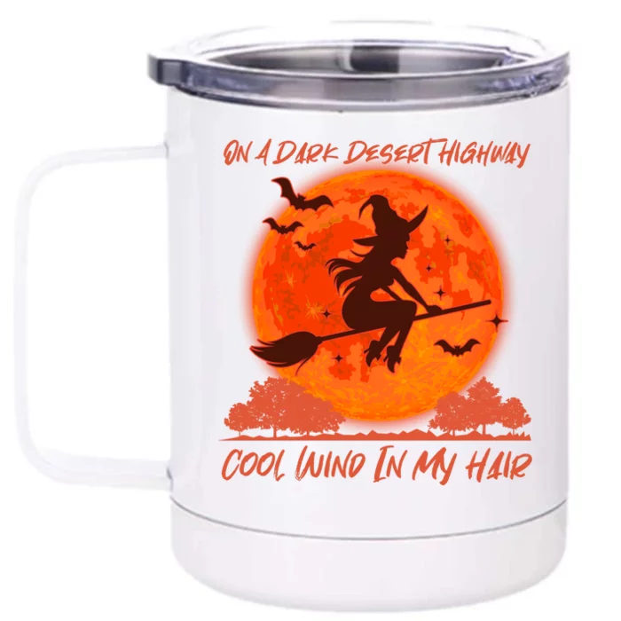 Halloween Witch On A Dark Desert Highway Front & Back 12oz Stainless Steel Tumbler Cup