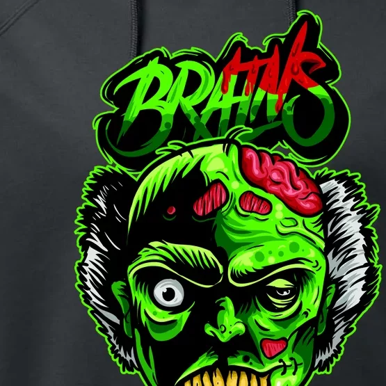 Halloween Zombie Brains Performance Fleece Hoodie