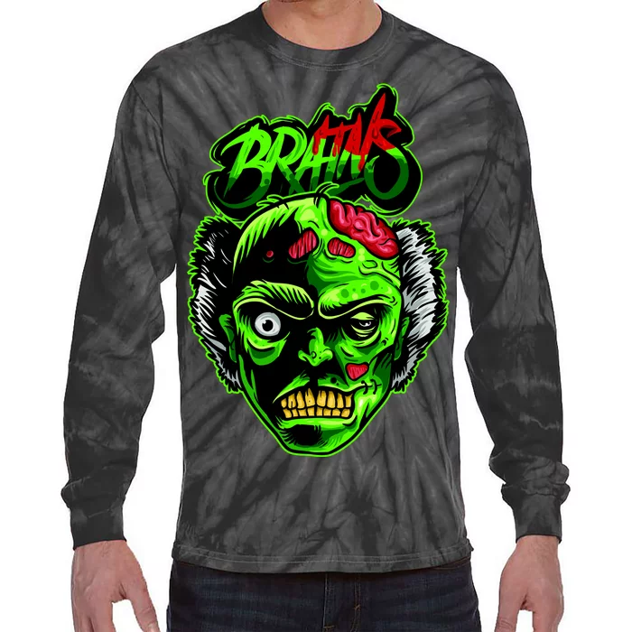 Halloween Zombie Brains Tie-Dye Long Sleeve Shirt