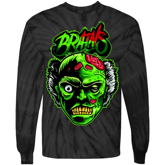 Halloween Zombie Brains Tie-Dye Long Sleeve Shirt