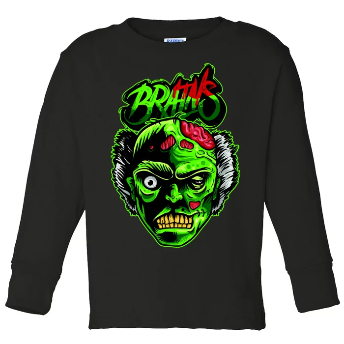 Halloween Zombie Brains Toddler Long Sleeve Shirt