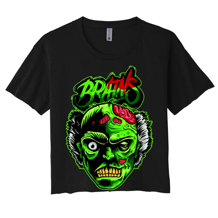 Halloween Zombie Brains Women's Crop Top Tee