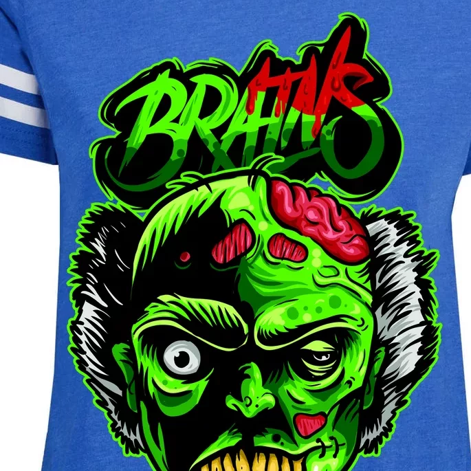 Halloween Zombie Brains Enza Ladies Jersey Football T-Shirt