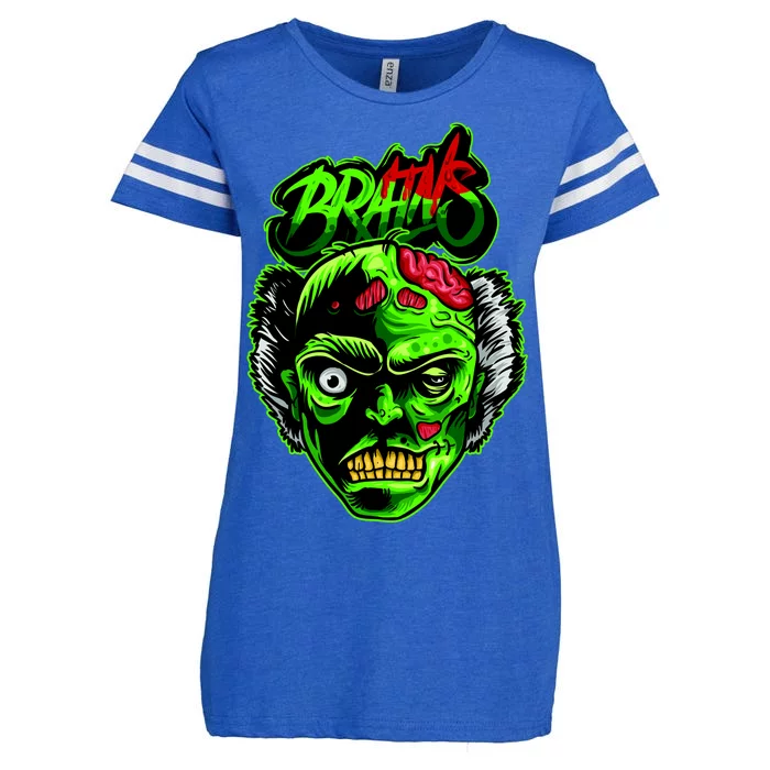 Halloween Zombie Brains Enza Ladies Jersey Football T-Shirt