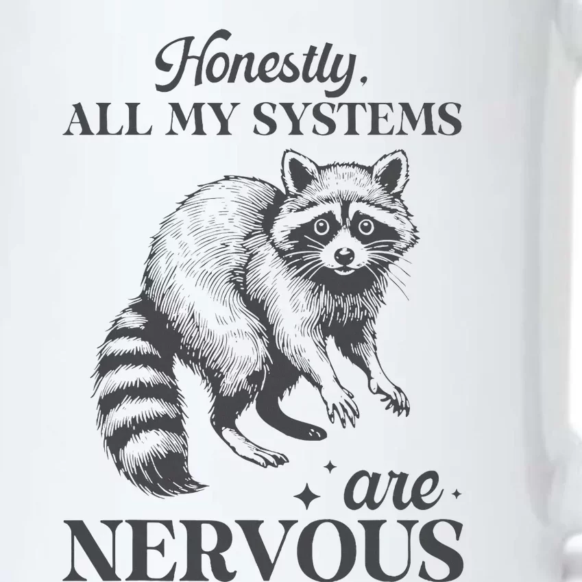 Honestly All My Systems Are Nervous Raccoon Black Color Changing Mug