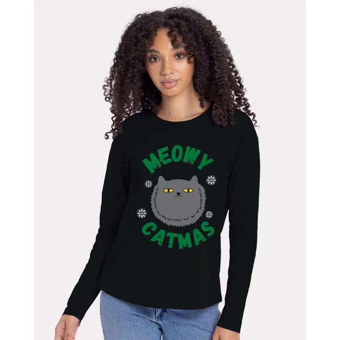 Have A Meowy Catmas Gift Womens Cotton Relaxed Long Sleeve T-Shirt