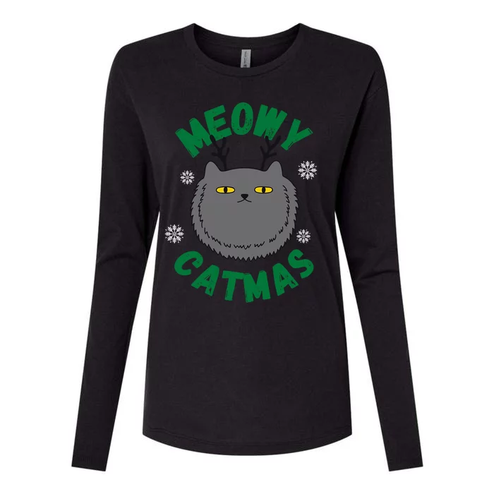 Have A Meowy Catmas Gift Womens Cotton Relaxed Long Sleeve T-Shirt