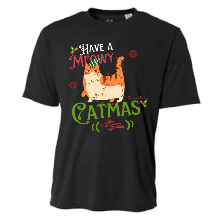 Have A Meowy Catmas Gift Cooling Performance Crew T-Shirt