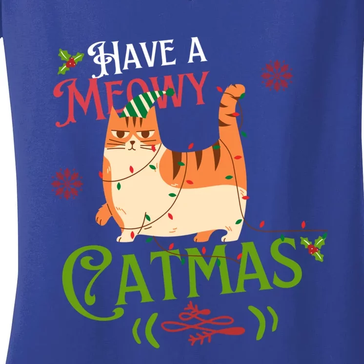 Have A Meowy Catmas Gift Women's V-Neck T-Shirt