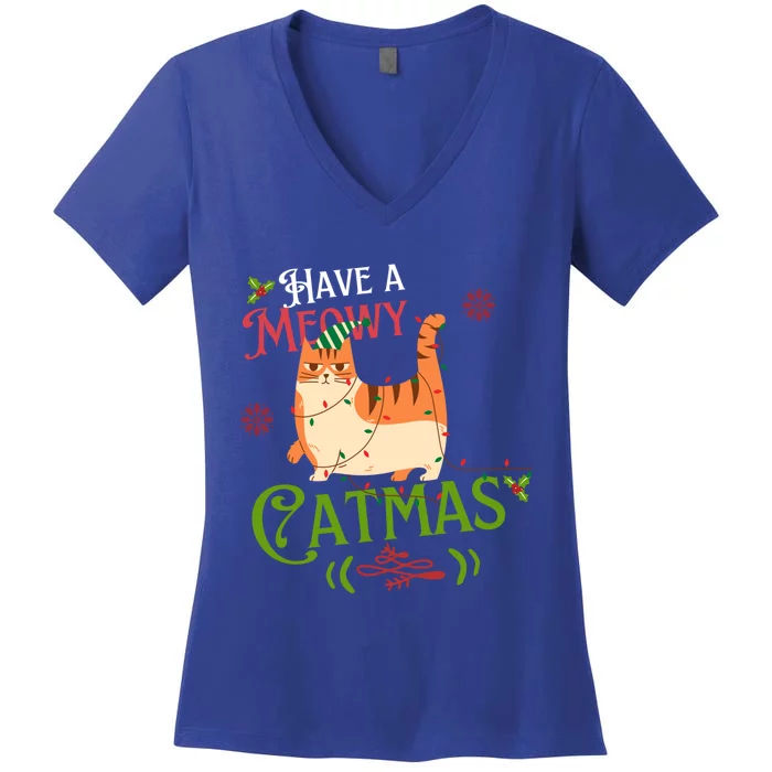 Have A Meowy Catmas Gift Women's V-Neck T-Shirt