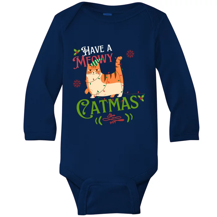 Have A Meowy Catmas Gift Baby Long Sleeve Bodysuit