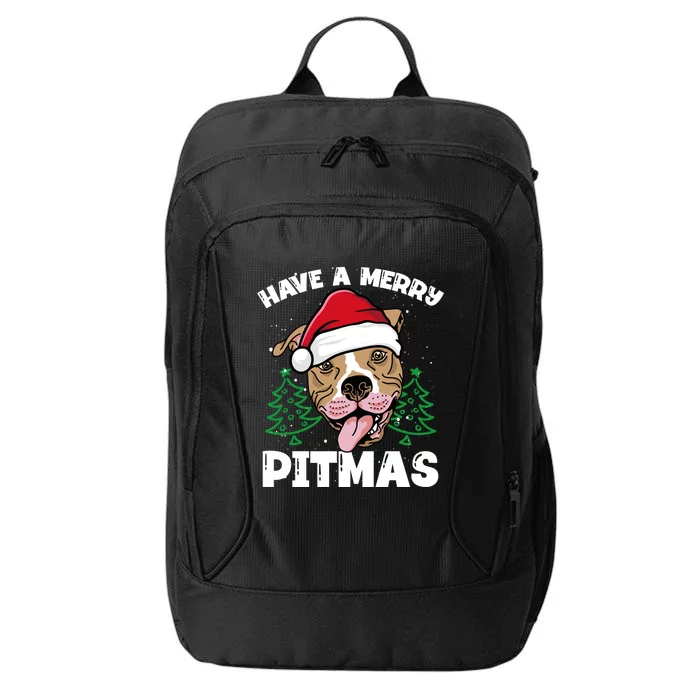 Have A Merry Pitmas Dog Owner Pitbull Dog Christmas Day Gift City Backpack