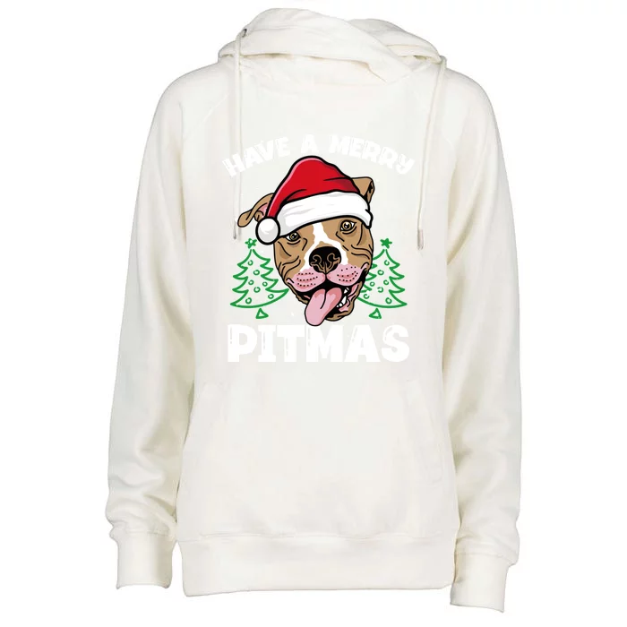 Have A Merry Pitmas Dog Owner Pitbull Dog Christmas Day Gift Womens Funnel Neck Pullover Hood