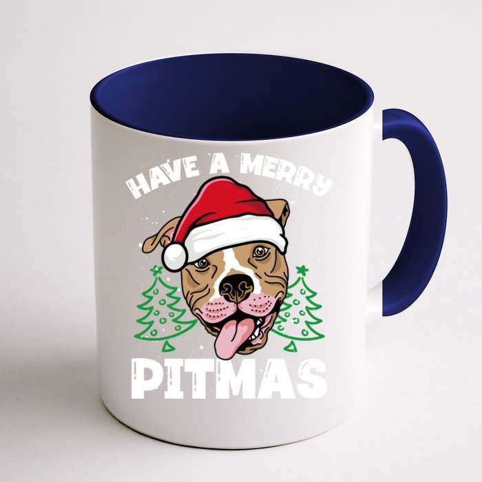 Have A Merry Pitmas Dog Owner Pitbull Dog Christmas Day Gift Front & Back Coffee Mug