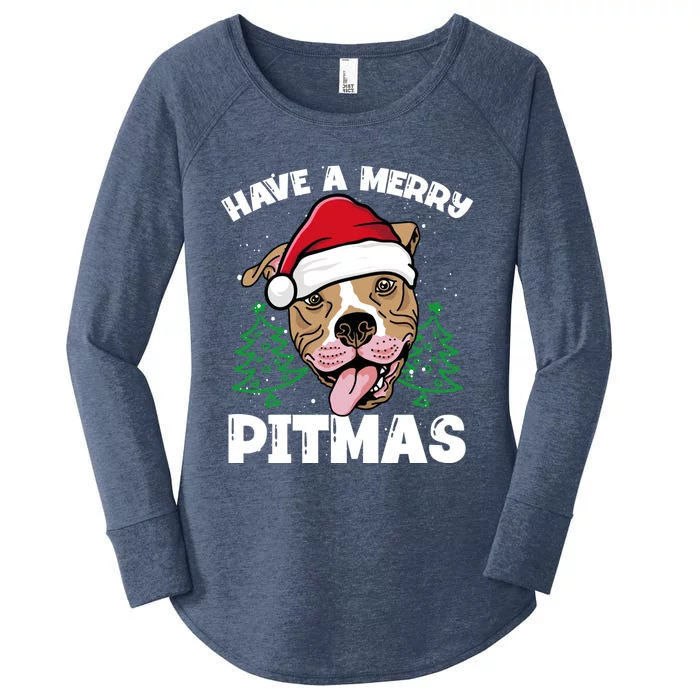 Have A Merry Pitmas Dog Owner Pitbull Dog Christmas Day Gift Women's Perfect Tri Tunic Long Sleeve Shirt