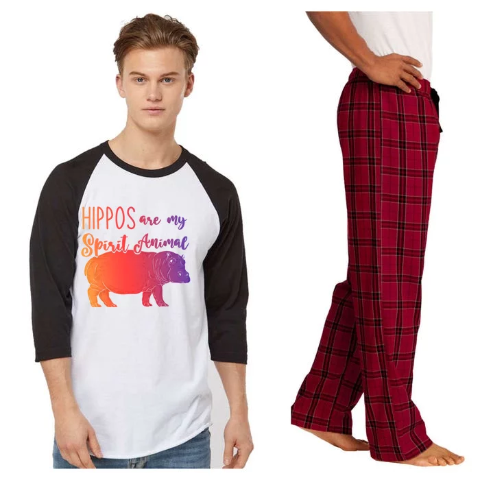 Hippos Are My Spirit Animal Hippo Gift Raglan Sleeve Pajama Set