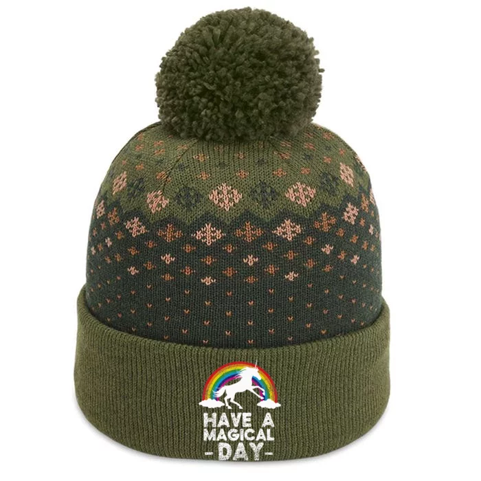 Have A Magical Day Unicorn The Baniff Cuffed Pom Beanie