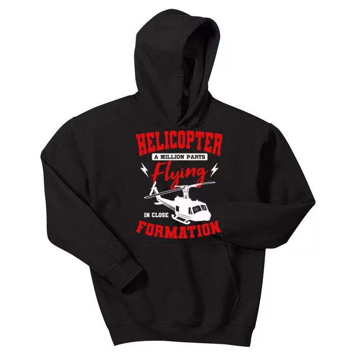 Helicopter A Million Parts Flying In Close Formation Heli Kids Hoodie