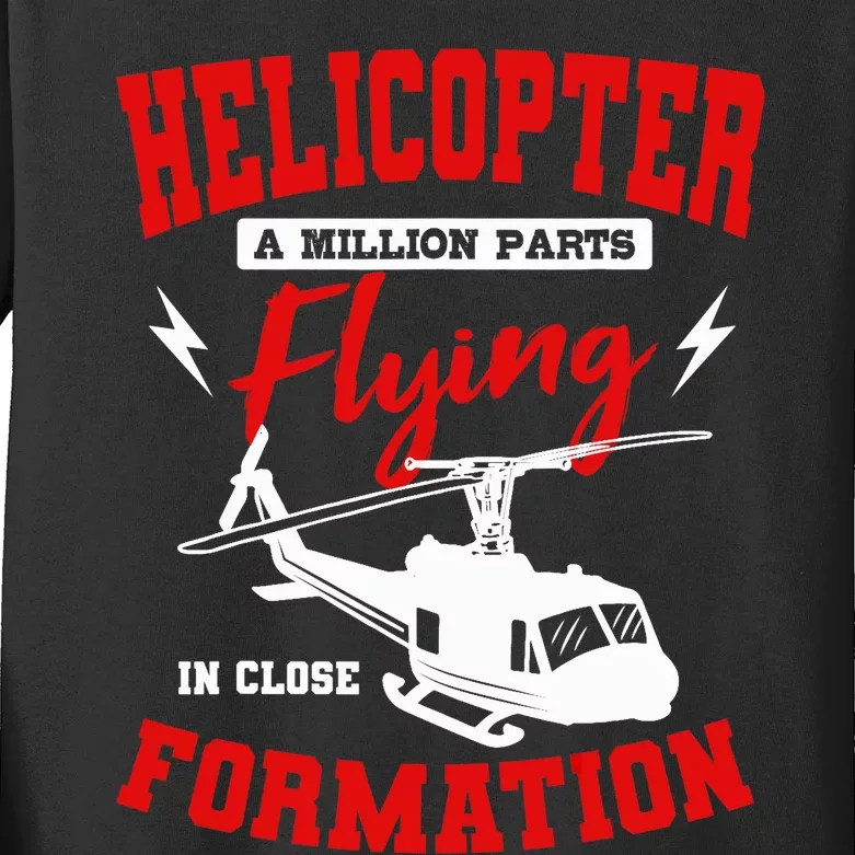 Helicopter A Million Parts Flying In Close Formation Heli Kids Long Sleeve Shirt